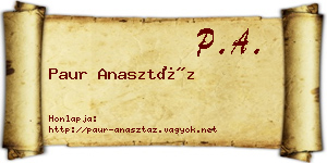 Paur Anasztáz névjegykártya